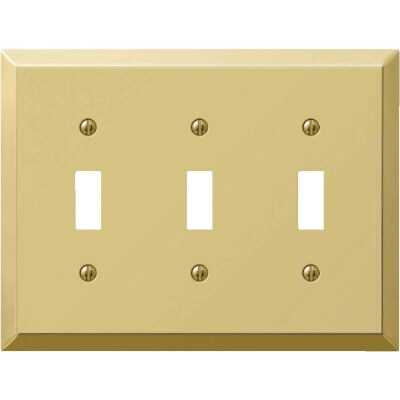 Amerelle 3-Gang Stamped Steel Toggle Switch Wall Plate, Polished Brass