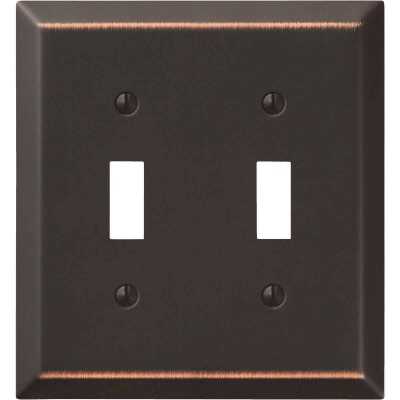 Amerelle 2-Gang Stamped Steel Toggle Switch Wall Plate, Aged Bronze