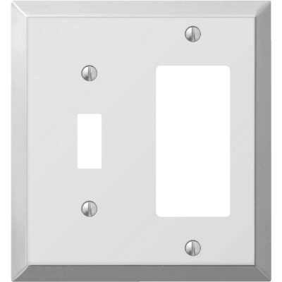 Amerelle 2-Gang Stamped Steel Single Toggle/Rocker Wall Plate, Polished Chrome