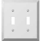Amerelle 2-Gang Stamped Steel Toggle Switch Wall Plate, Polished Chrome Image 1